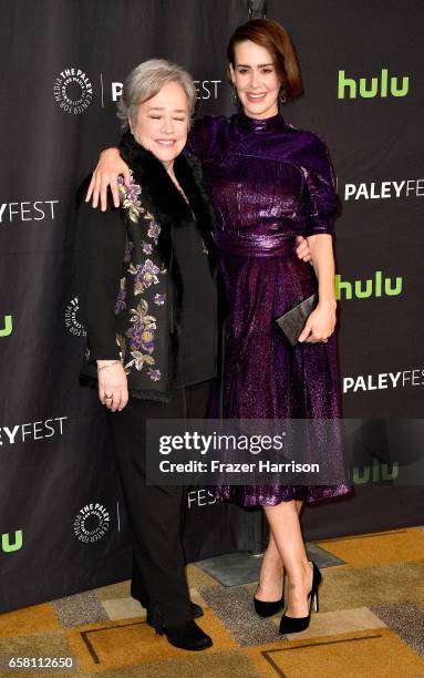 Actors Kathy Bates and Sarah Paulson attend The Paley Center For Media's 34th Annual PaleyFest Los Angeles "American Horror Story "Roanoke" screening...