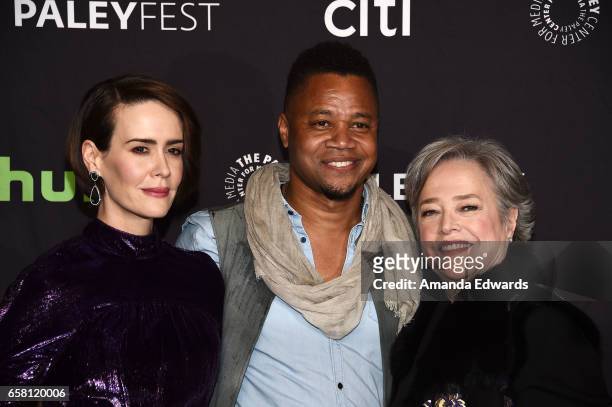 Actors Sarah Paulson, Cuba Gooding Jr. And Kathy Bates attend The Paley Center For Media's 34th Annual PaleyFest Los Angeles - "American Horror...