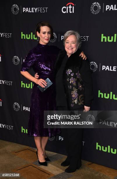 Actors Sarah Paulson and Kathy Bates arrive for the Paley Center For Media's 34th Annual PaleyFest Los Angeles "American Horror Story "Roanoke"...