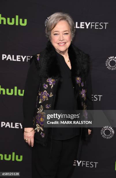 Actress Kathy Bates arrives for the Paley Center For Media's 34th Annual PaleyFest Los Angeles "American Horror Story "Roanoke" screening at the...