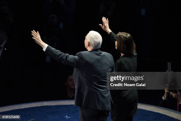 Vice President Mike Pence and his wife Karen Pence are introduced at the the AIPAC 2017 Convention on March 26, 2017 in Washington, DC.