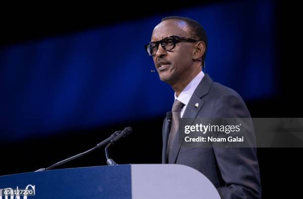 President of Rwanda Paul Kagame speaks onstage at the AIPAC 2017 Convention on March 26, 2017 in Washington, DC.