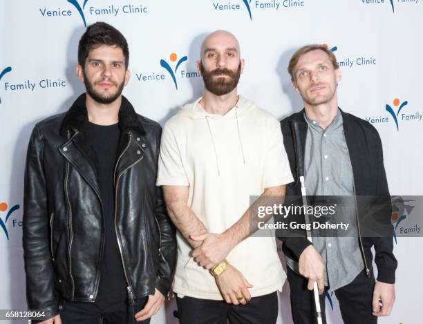 Ambassadors Adam Levin, Sam Harris and Casey Harris arrive at the 35th Annual Silver Circle Gala at The Beverly Hilton Hotel on March 26, 2017 in...