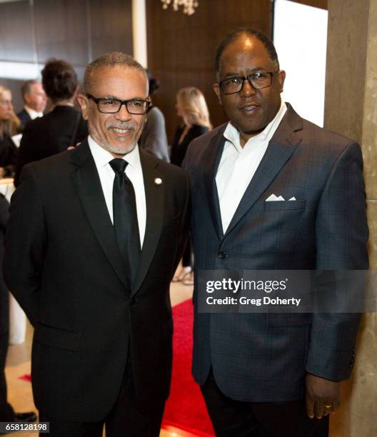 President of Charles R. Drew University of Medicine and Science, David Carlisle and Los Angeles County Supervisor Mark Ridley-Thomas arrive at the...