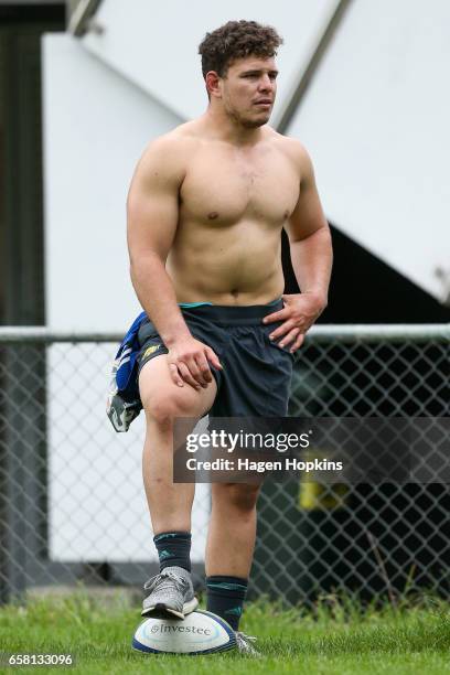 Ricky Riccitelli looks on during a Hurricanes training session at Rugby League Park on March 27, 2017 in Wellington, New Zealand.