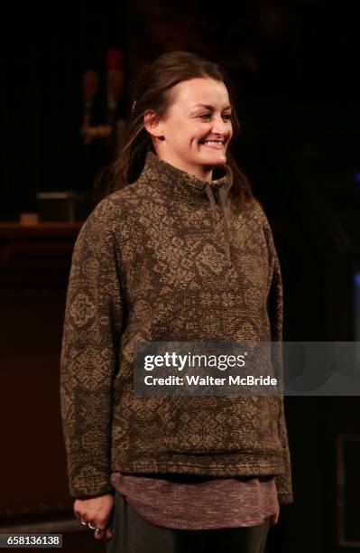 Alison Wright during curtain call bows for the Broadway Opening Night of "Sweat" at Studio 54 on March 26, 2017 in New York City.
