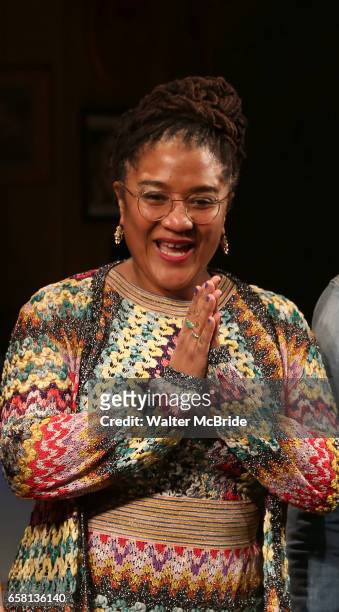Lynn Nottage during curtain call bows for the Broadway Opening Night of "Sweat" at Studio 54 on March 26, 2017 in New York City.
