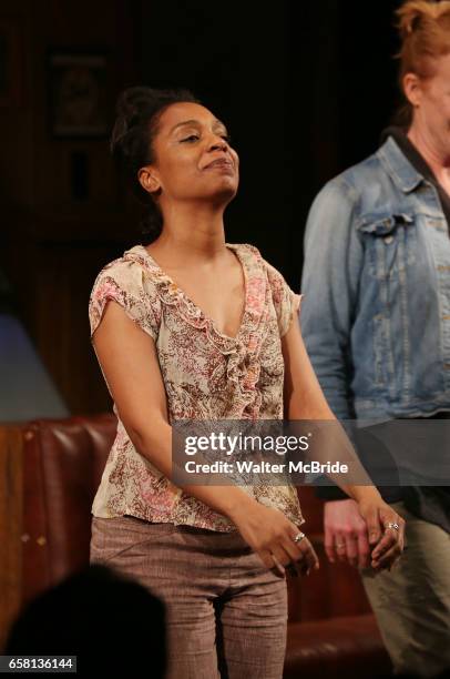 Michelle Wilson during curtain call bows for the Broadway Opening Night of "Sweat" at Studio 54 on March 26, 2017 in New York City.