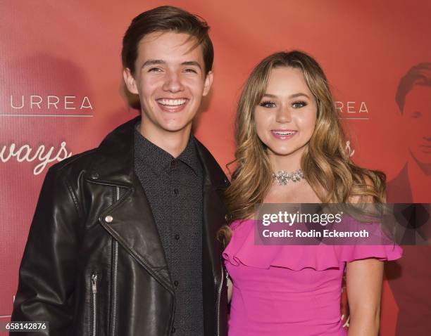 Actors Noah Urrea and Brec Bassinger attend his 16th Birthday with EP Release Party at Avalon Hollywood on March 26, 2017 in Los Angeles, California.