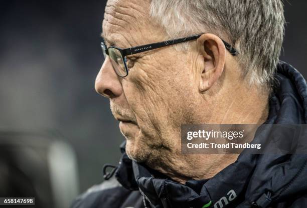 Lars Lagerback of Norway during the FIFA 2018 World Cup Qualifier between Northern Ireland and Norway at Windsor Park on March 26, 2017 in Belfast,...