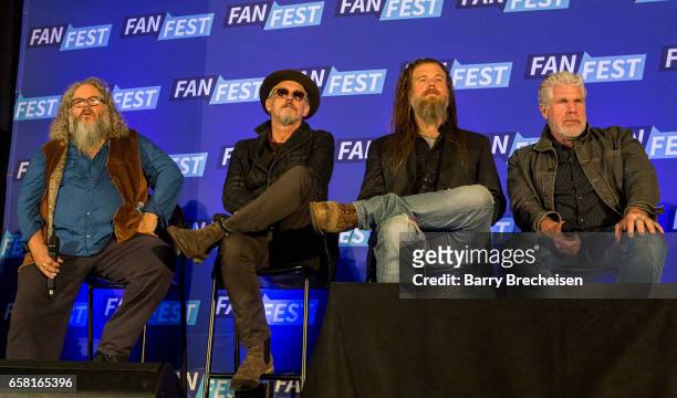 Actors Mark Boone Jr., Tommy Flanagan, Ryan Hurst and Ron Perlman during the Walker Stalker Con Chicago at the Donald E. Stephens Convention Center...