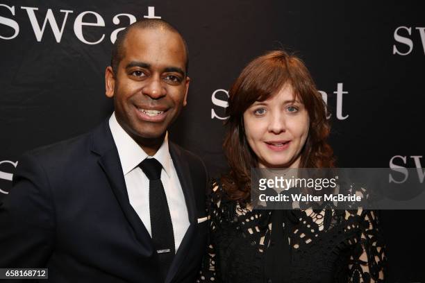 Daniel Breaker and Kate Whoriskey attend the after party for the Broadway Opening Night of "Sweat" at Brasserie 8 1/2 on March 26, 2017 in New York...