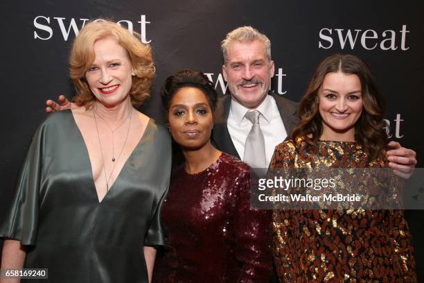 Johanna Day, Michelle Wilson James Colby and Alison Wright attend the after party for the Broadway Opening Night of "Sweat" at Brasserie 8 1/2 on...