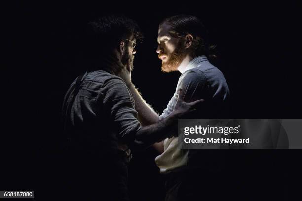 Dancers Travis Wall and Austin Goodwin of Shaping Sound perform on stage during the 'After The Curtain' show at Paramount Theatre on March 26, 2017...