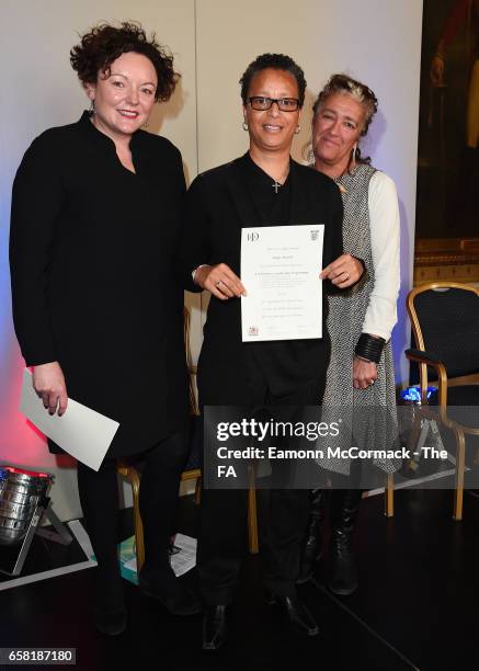 Louise Gulliver, Hope Powell and Dame Heather Rabbatts at the Women's Leadership Programme Graduation at The Institute of Directors on March 26, 2017...