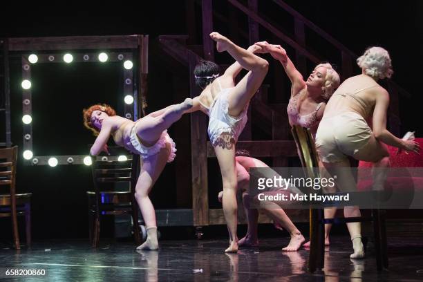 Dancers Kate Harpootlian, Chantel Aguirre, Gaby Diaz, Lindsay Leuschner and Chelsea Thedinga of Shaping Sound perform on stage during the 'After The...