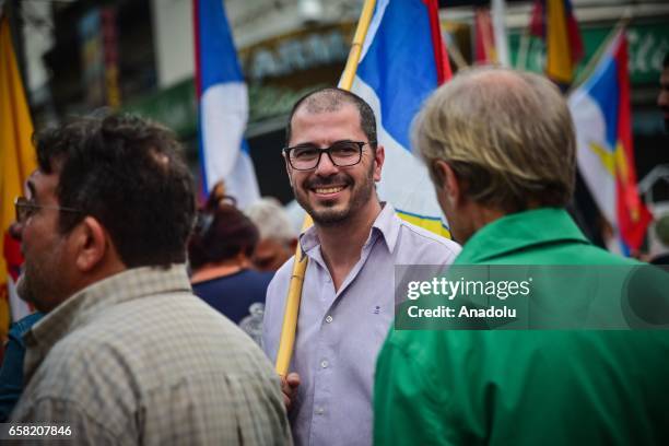 The current pro-Secretary of Uruguay, Juan Andres Roballo attends the 46th anniversary celebrations of the establishment of the Frente Amplio in Las...