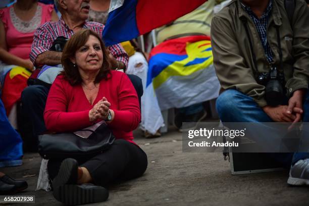 The former mayor of Montevideo in the period 2010-2015, Ana Olivera attends the 46th anniversary celebrations of the establishment of the Frente...