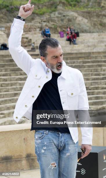 Antonio Banderas attends photocall during of the 20th Malaga Film Festival on March 25, 2017 in Malaga, Spain.