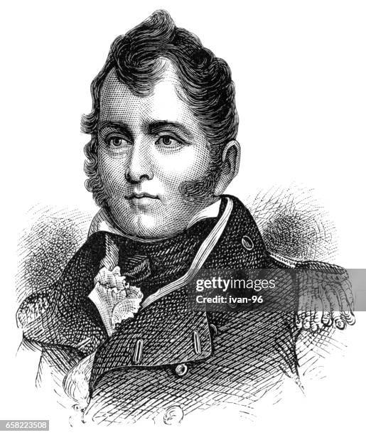 commodore o. h. perry - factory worker portrait stock illustrations