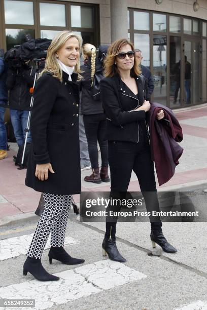 Isabel San Sebastian and Luz Sanchez-Mellado attend the funeral chapel for Paloma Gomez Borrero on March 25, 2017 in Madrid, Spain.