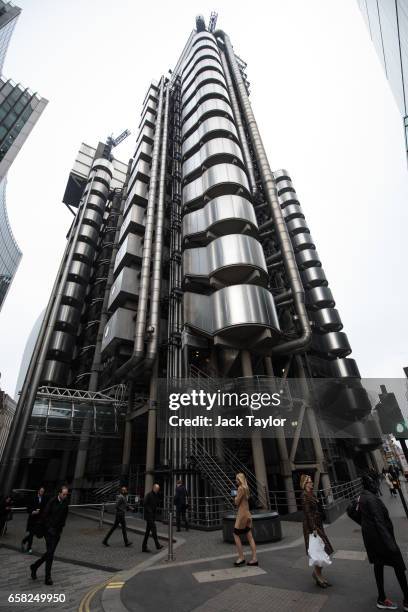 General view of the Lloyd's building, home of the world's largest insurance market Lloyd's of London, on March 27, 2017 in London, England. British...