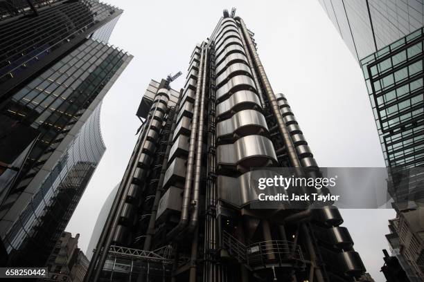 General view of the Lloyd's building, home of the world's largest insurance market Lloyd's of London, on March 27, 2017 in London, England. British...