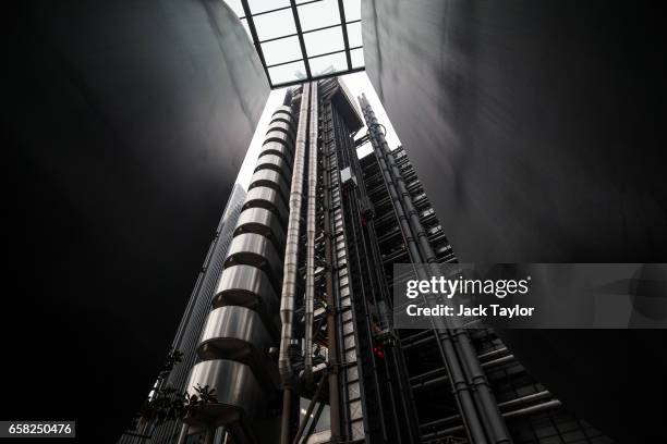 General view of the Lloyd's building, home of the world's largest insurance market Lloyd's of London, on March 27, 2017 in London, England. British...