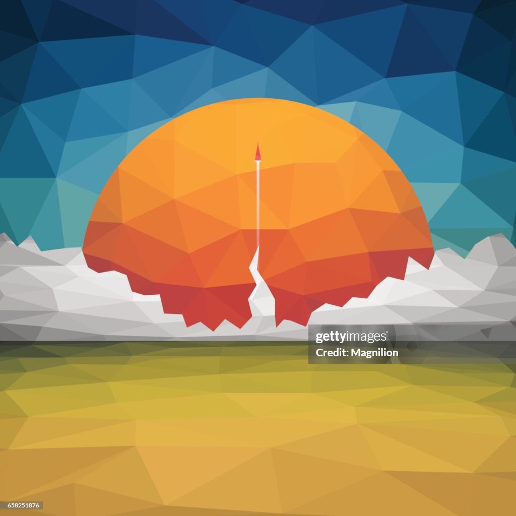 Red Rocket Flies Start Up Concept Vector Of Triangles High-Res Vector ...
