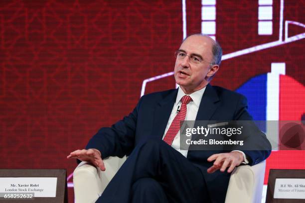 Xavier Rolet, chief executive officer of London Stock Exchange Group Plc , speaks at the Qatar-U.K. Business and Investment Forum in London, U.K., on...
