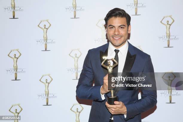 Carlos Rivera attends the press room during the Premios Tv y Novelas 2017 at Televisa San Angel on March 26, 2017 in Mexico City, Mexico.