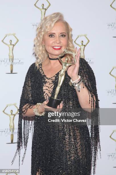 Carla Estrada attends the press room during the Premios Tv y Novelas 2017 at Televisa San Angel on March 26, 2017 in Mexico City, Mexico.