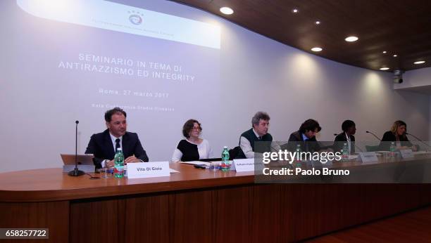 General view of the Italian Football Federation 'Anti-Racism seminar' at Stadio Olimpico on March 27, 2017 in Rome, Italy.