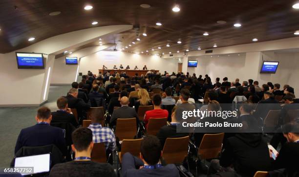 General view of the Italian Football Federation 'Anti-Racism seminar' at Stadio Olimpico on March 27, 2017 in Rome, Italy.