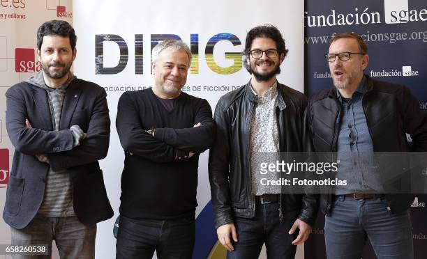 Manuel Rios, Javier Quintas, Antonio Cuadri and Jesus del Cerro attend the 'Dirige' photocall at the SGAE on March 27, 2017 in Madrid, Spain.