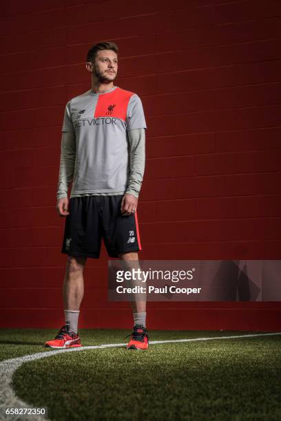 Footballer Adam Lallana is photographed for the Telegraph on March 16, 2017 in Liverpool, England.