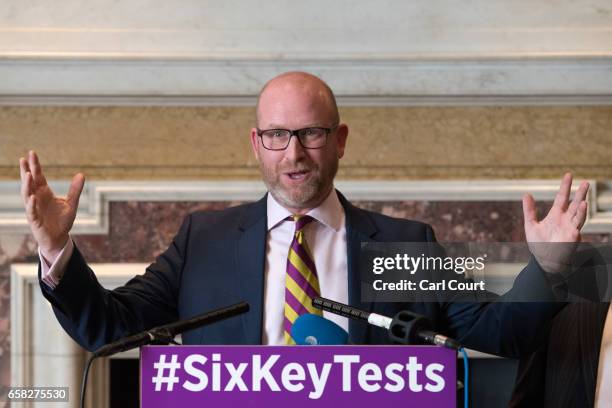 Leader Paul Nuttall speaks during a press conference on March 27, 2017 in London, England. Ahead of the Prime Minister triggering Article 50, UKIP...