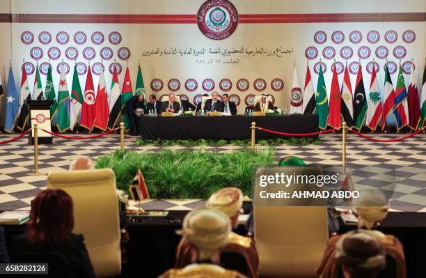 Picture taken on March 27, 2017 shows a general view of the preparatory meeting of Arab Foreign Ministers during the 28th Summit of the Arab League...