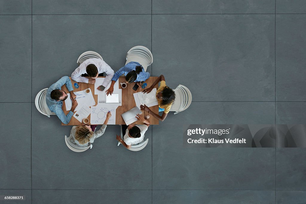 Top view of creative businesspeople having meeting