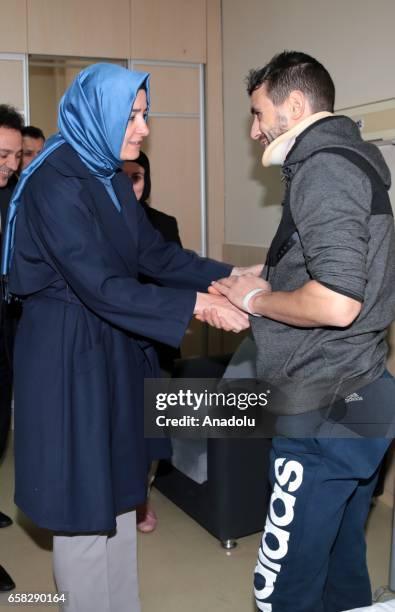 Turkish Family Minister Fatma Betul Sayan Kaya visits Huseyin Kurt at Fatih Sultan Mehmet Education and Research Hospital in Istanbul, Turkey on...