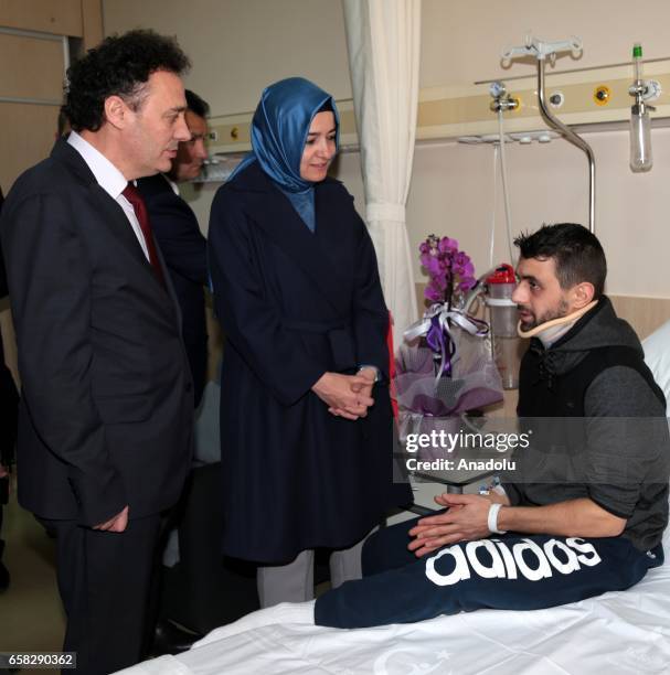 Turkish Family Minister Fatma Betul Sayan Kaya visits Huseyin Kurt at Fatih Sultan Mehmet Education and Research Hospital in Istanbul, Turkey on...