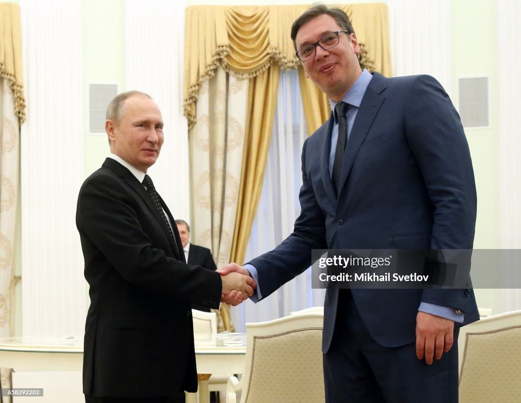 Russian President Vladimir Putin receives Serbian Prime Minister Aleksandar Vucic