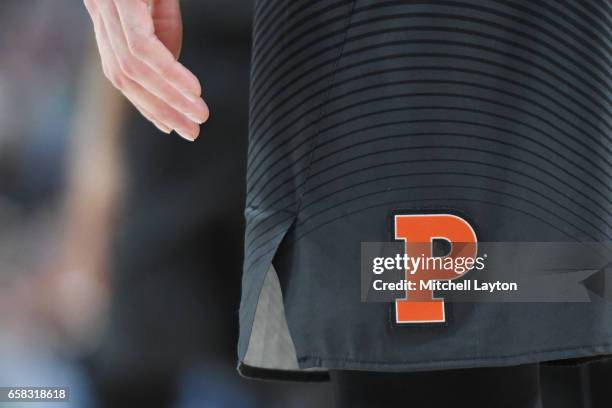 Princeton Tigers logo on a pair of shorts during the First Round of the NCAA Basketball Tournament against the Notre Dame Fighting Irish at The...
