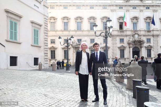 Michele Riondino and Eva Nestori arrive at the 61. David Di Donatello nominees presentation at Palazzo del Quirinale on March 27, 2017 in Rome, Italy.