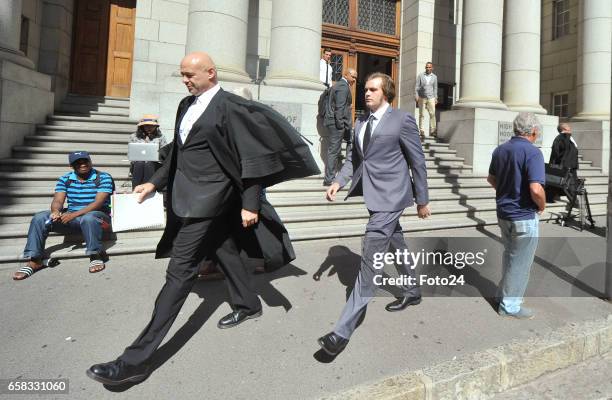 Murder accused Henri van Breda outside the Cape High Court on March 27, 2017 in Cape Town, South Africa. Van Breda, who is accused of the brutal...