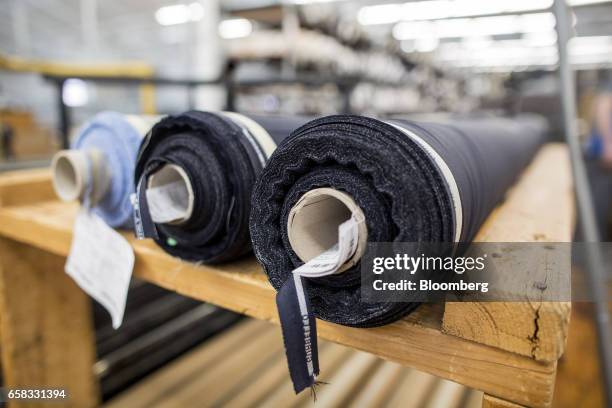 Rolls of fabric sit at the Joseph Abboud Manufacturing Corp. Facility in New Bedford, Massachusetts, U.S., on Wednesday, March 22, 2017. The U.S....