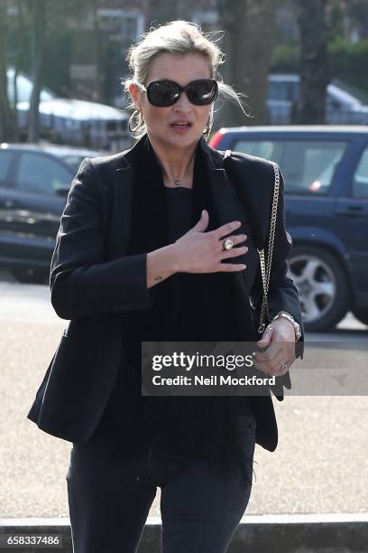 Kate Moss seen heading out to The Flask pub in Highgate on March 27, 2017 in London, England.