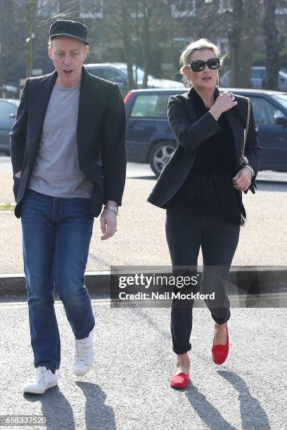 Kate Moss seen heading out to The Flask pub in Highgate with her friend James Brown on March 27, 2017 in London, England.