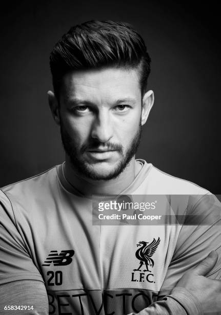 Footballer Adam Lallana is photographed for the Telegraph on March 16, 2017 in Liverpool, England.
