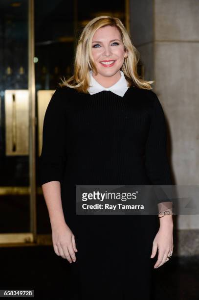 Actress June Diane Raphael leaves the "Today Show" taping at the NBC Rockefeller Center Studios on March 27, 2017 in New York City.